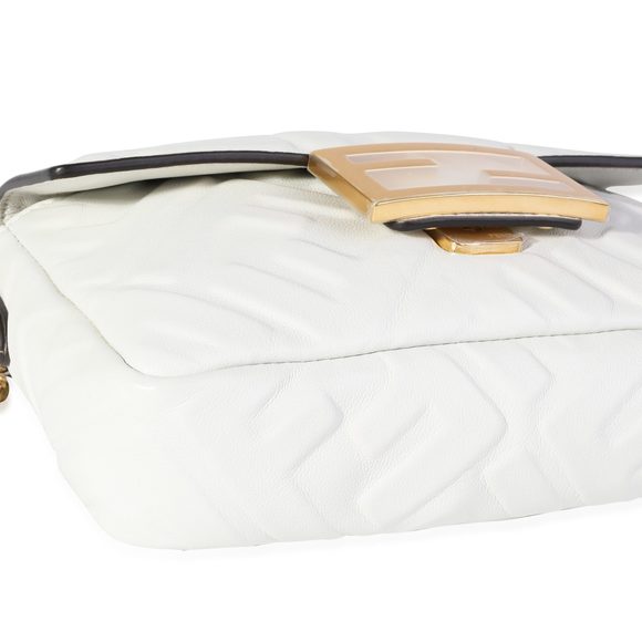 Fendi Bianco Embossed Zucca Lambskin Mini Baguette - Picture 7 of 8